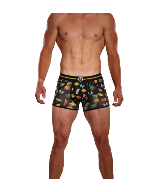 Heren Boxershort | Print | Multipack 4st | Tropical  Black Birds & Drinks| Katoen
