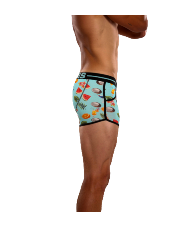 Herren-Boxershorts | Print | 4er-Pack | Tropical Turquoise Drink & Birds | Baumwolle