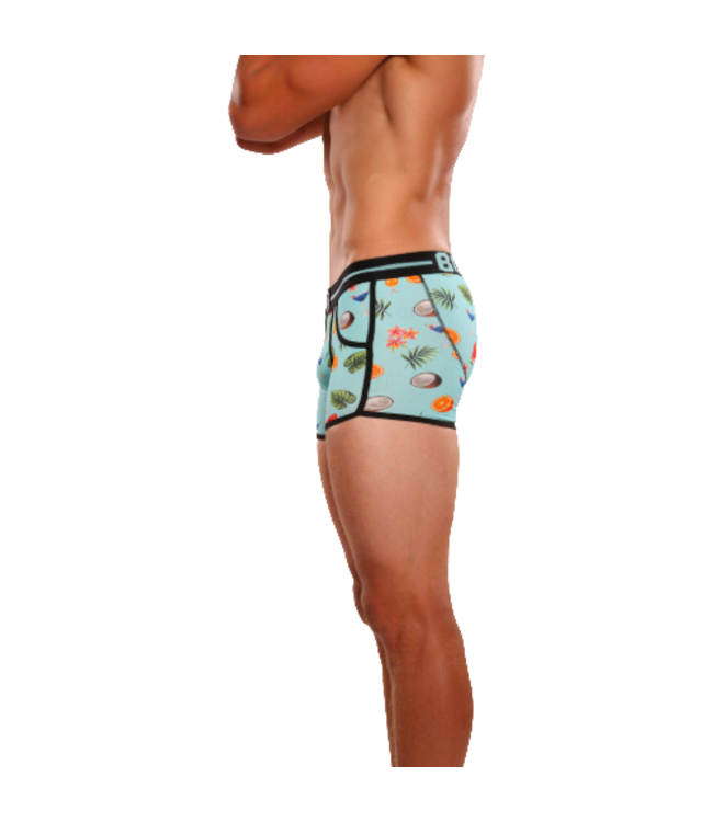Herren-Boxershorts | Print | 4er-Pack | Tropical Turquoise Drink & Birds | Baumwolle