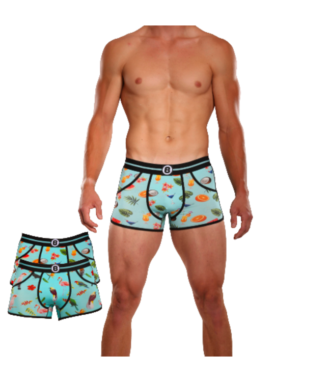 Bolas Heren Boxershort | Duo Pack 2st | Print | Turquoise Birds & Fruits