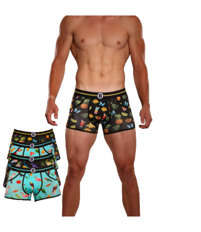 Heren Boxershort | Print | Multipack 4st | Tropical  | Katoen