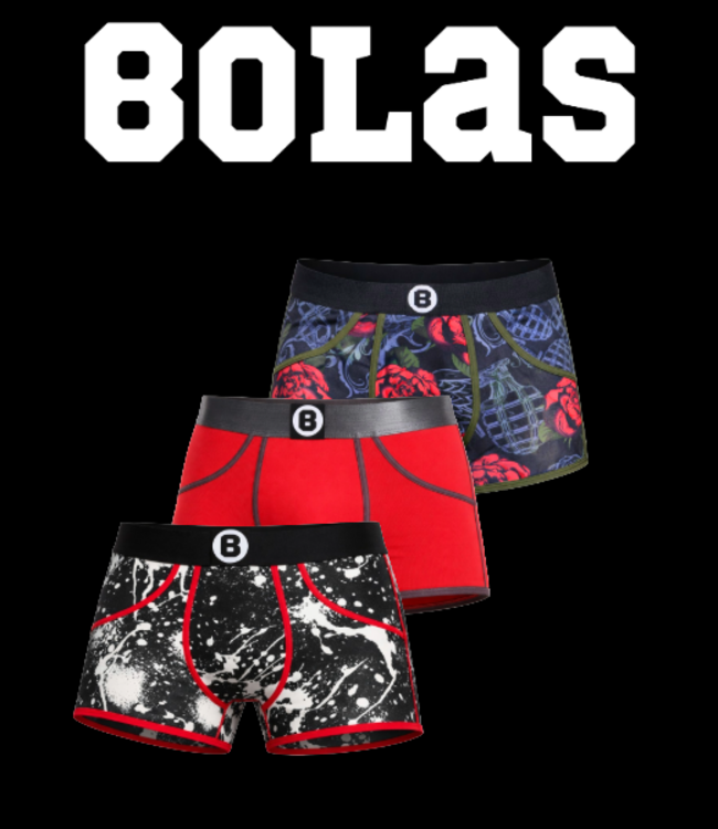 Bolas Heren Boxershort | Multi Pack 3st | Red | Raw Snow | Roses