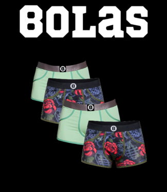 Bolas Herren Boxershorts | 4er-Pack | Limettengrün & Rosen