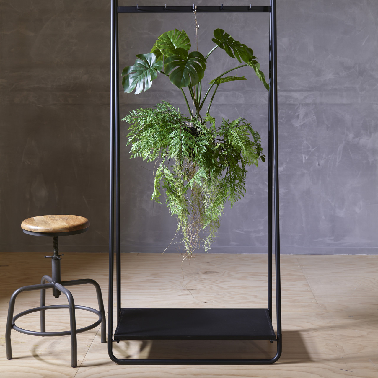 Kunst Hangvaren en Monstera 95 cm