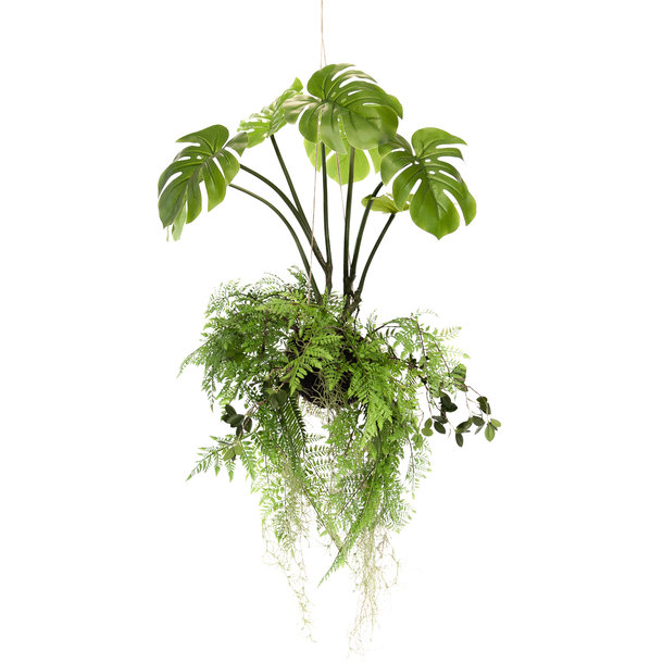 Kunst Hangvaren en Monstera 95 cm