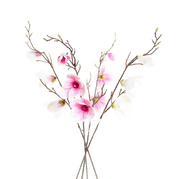 Kunst Magnoliatak 93 cm wit/roze