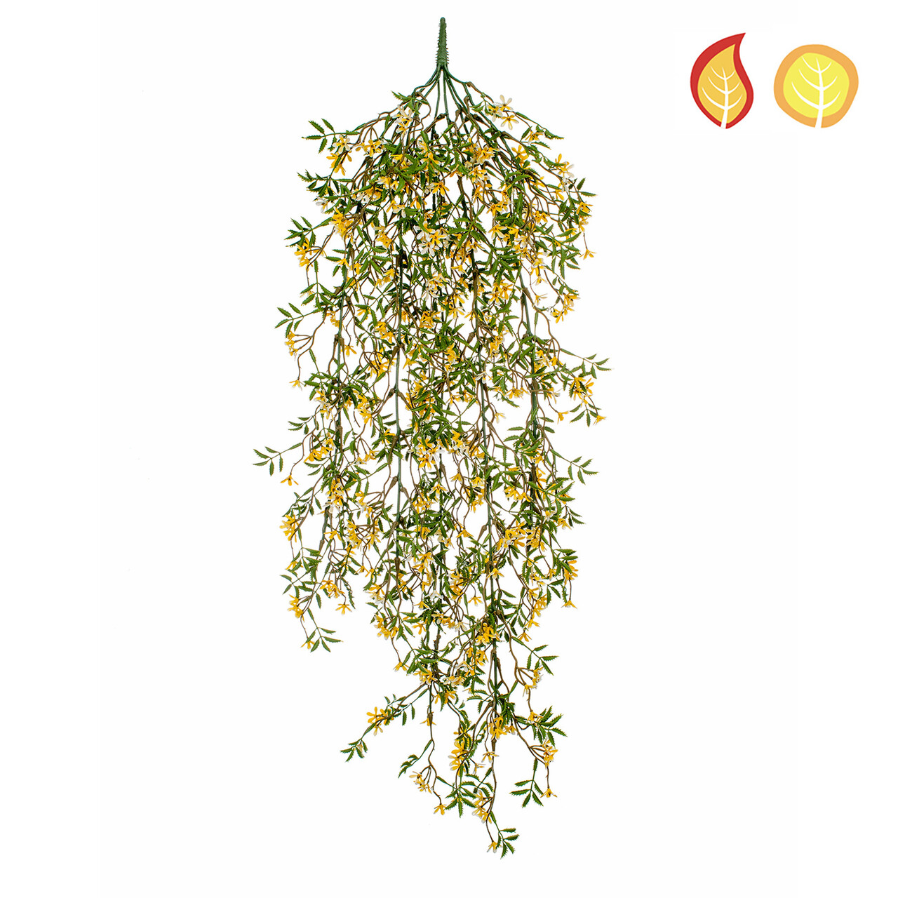 Kunst hangplant gele bloemen 100 cm FR-UV