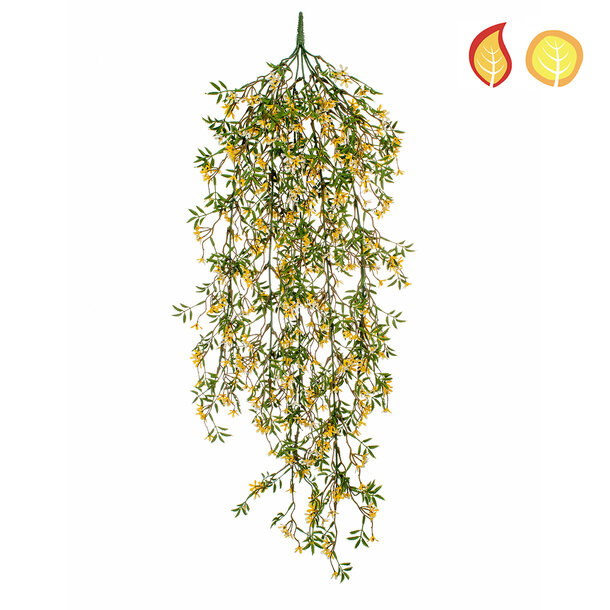 Kunst hangplant gele bloemen 100 cm FR-UV