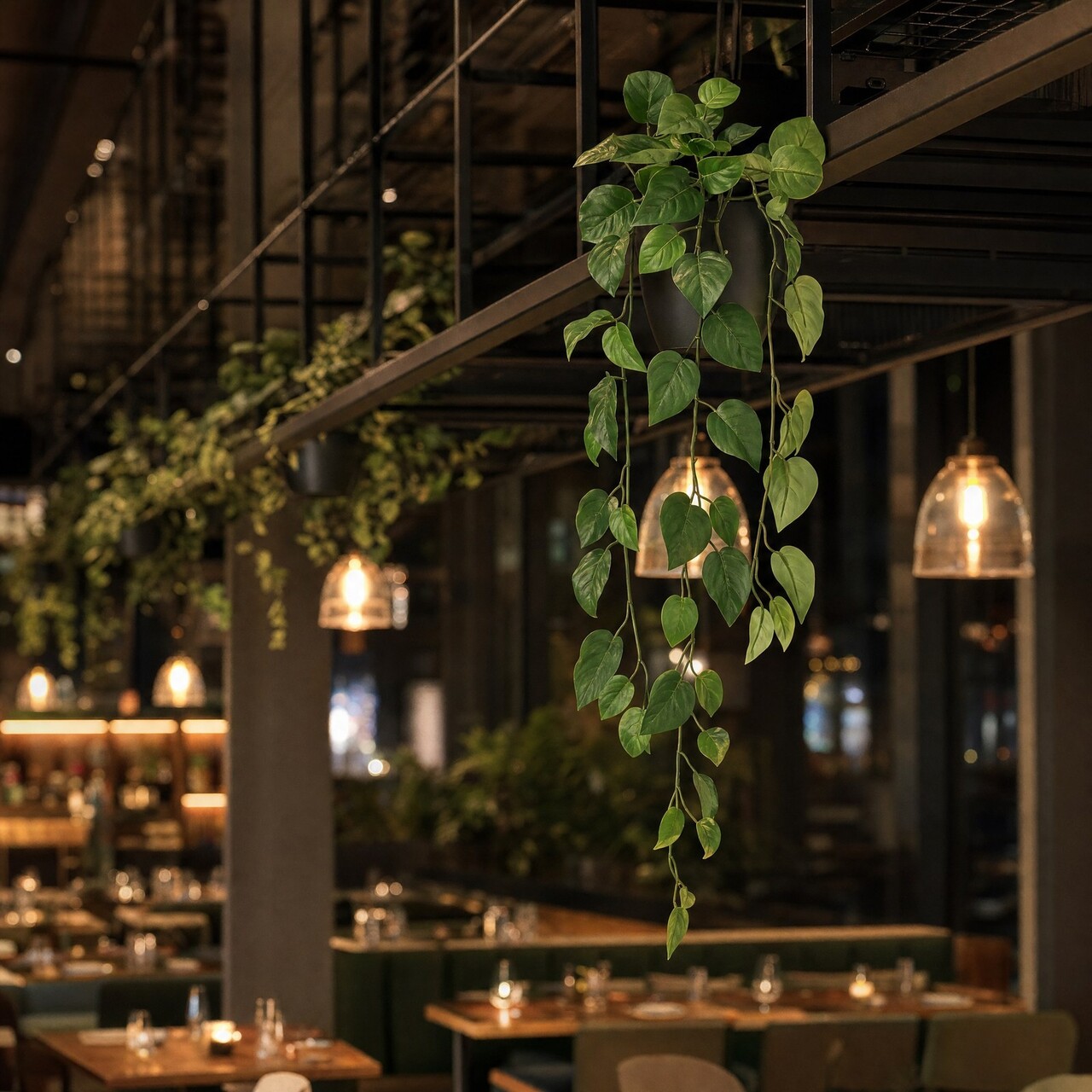 Philodendron Kunsthängepflanze 85 cm – schwer entflammbar