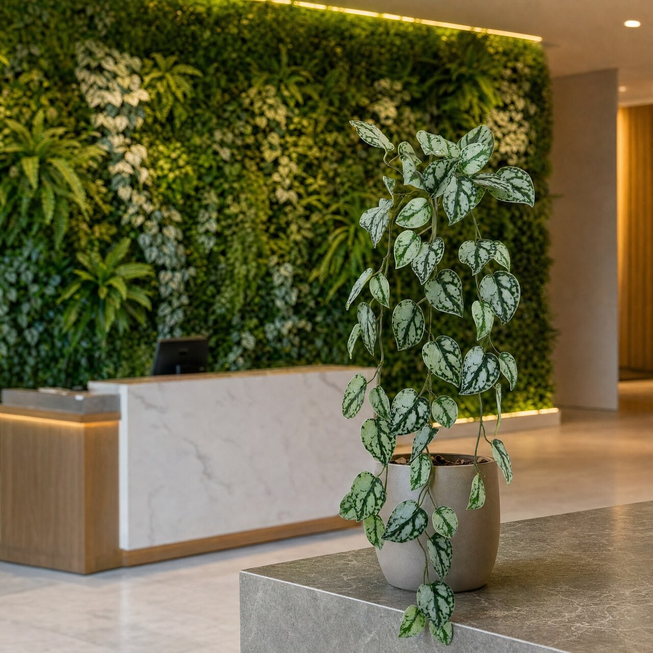 Scindapsus Trebie kunsthangplant 85 cm – brandvertragend