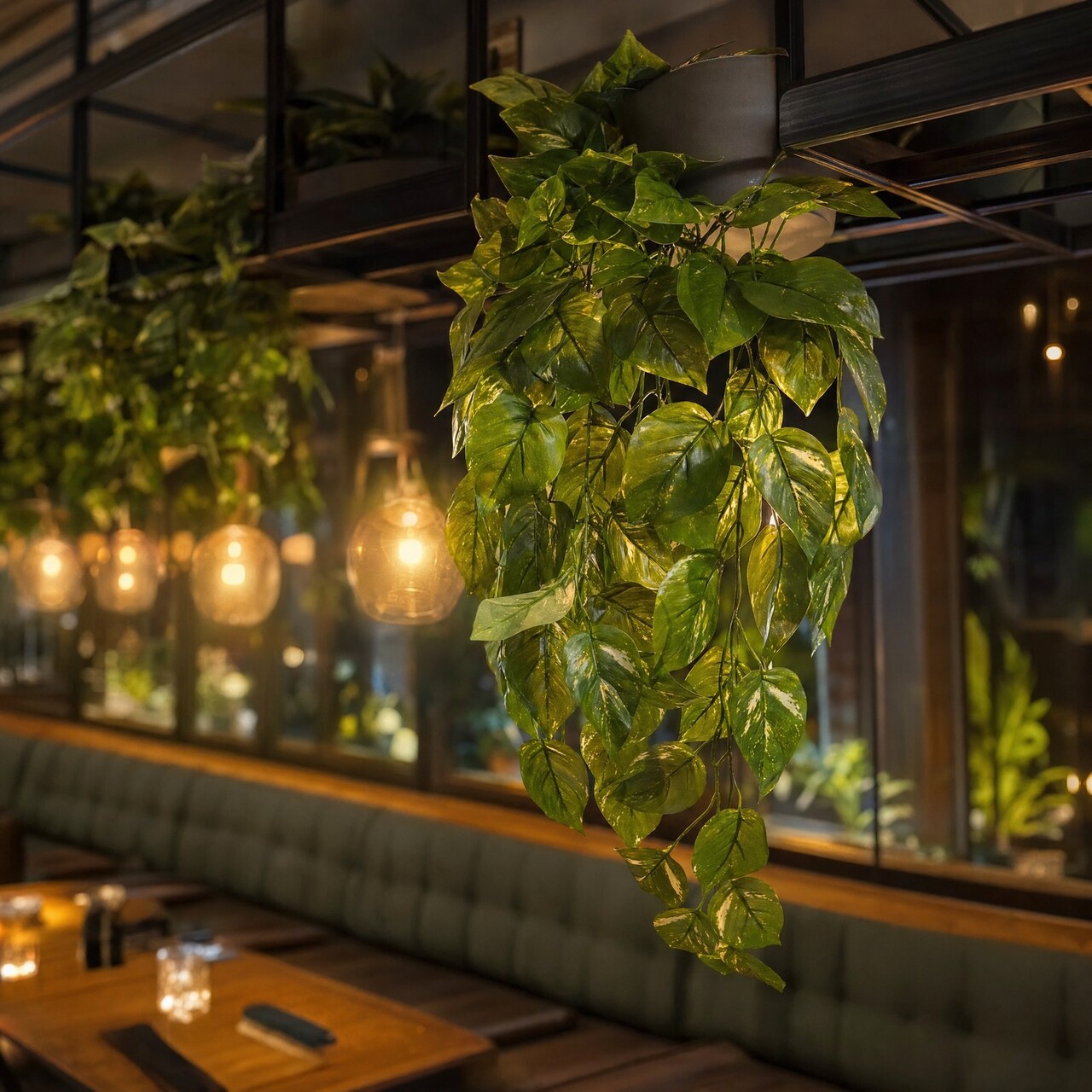 Pothos kunsthangplant deluxe bont 70 cm – brandvertragend