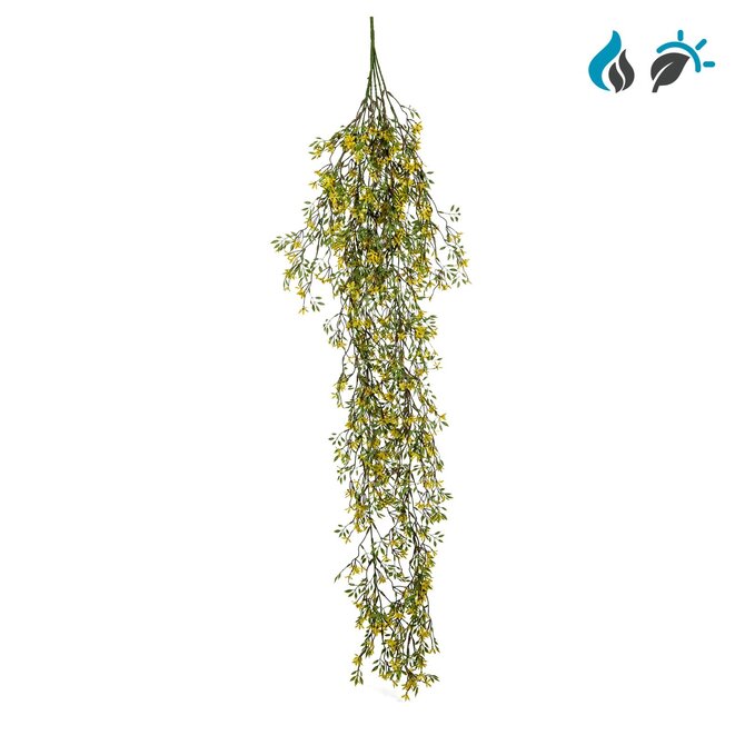 Coolplant Kunsthangplant gele bloemen 100 cm – brandvertragend & UV-re