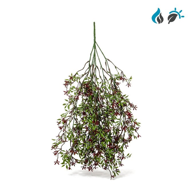 Coolplant Kunsthangplant rode bloemetjes 30 cm – brandvertragend & UV-