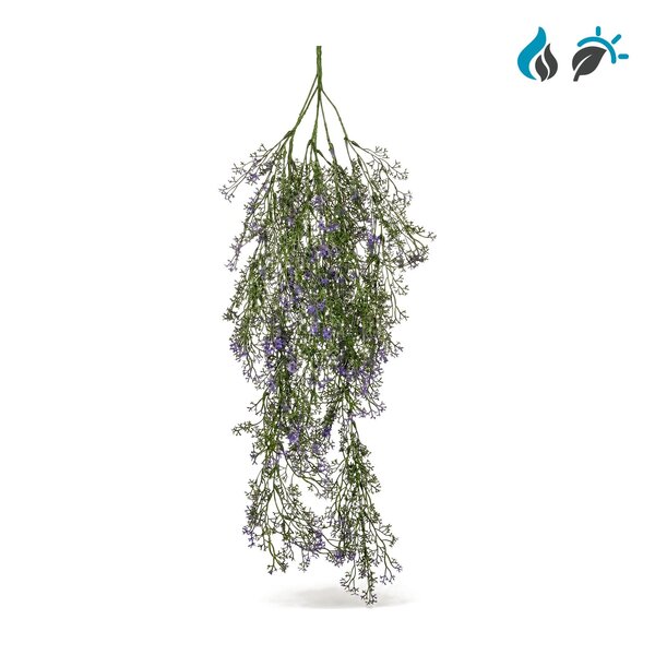 Coolplant Kunsthangplant paarse bloemen 65 cm – FR & UV-bestendig