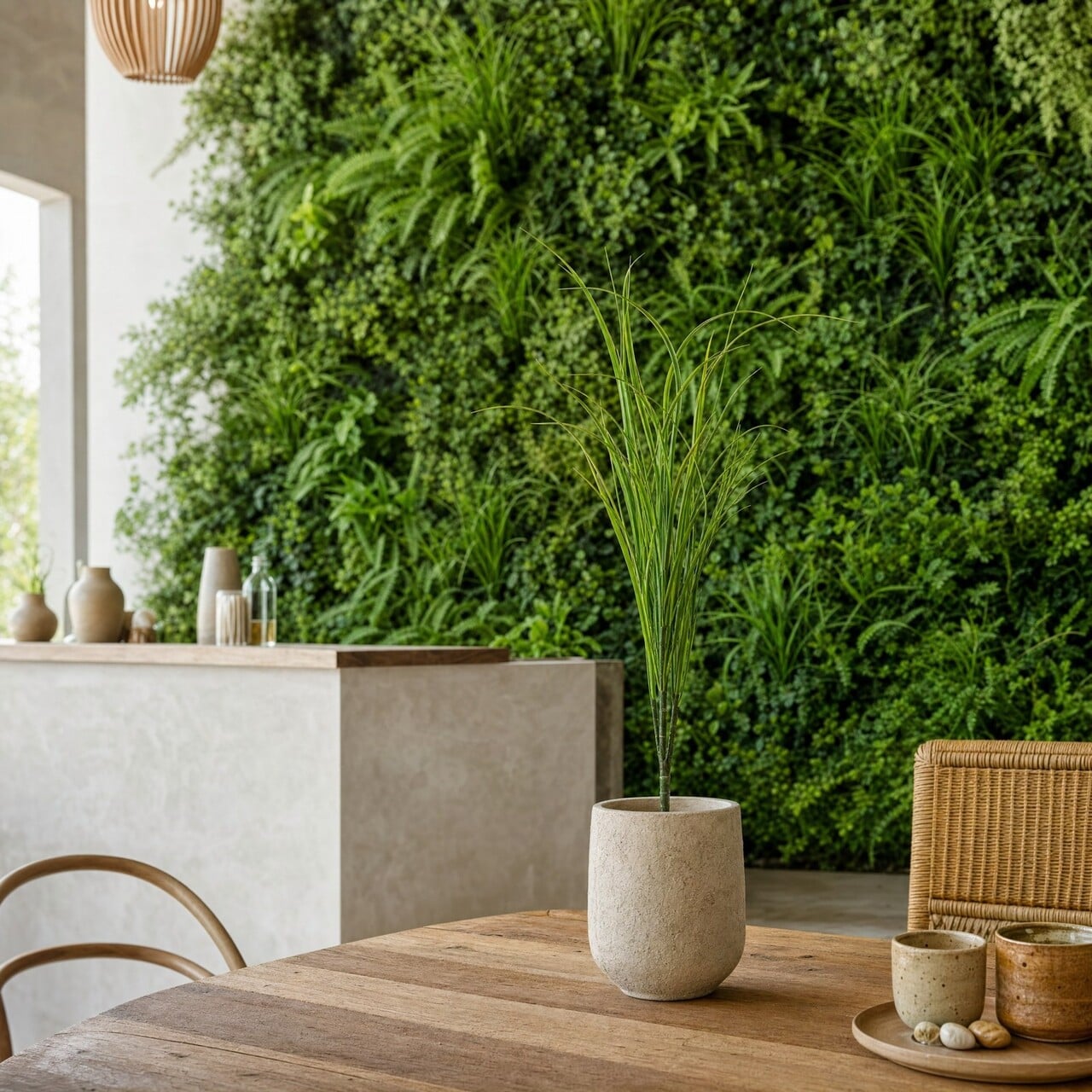 Gras kunstboeket groen 90 cm – brandvertragend