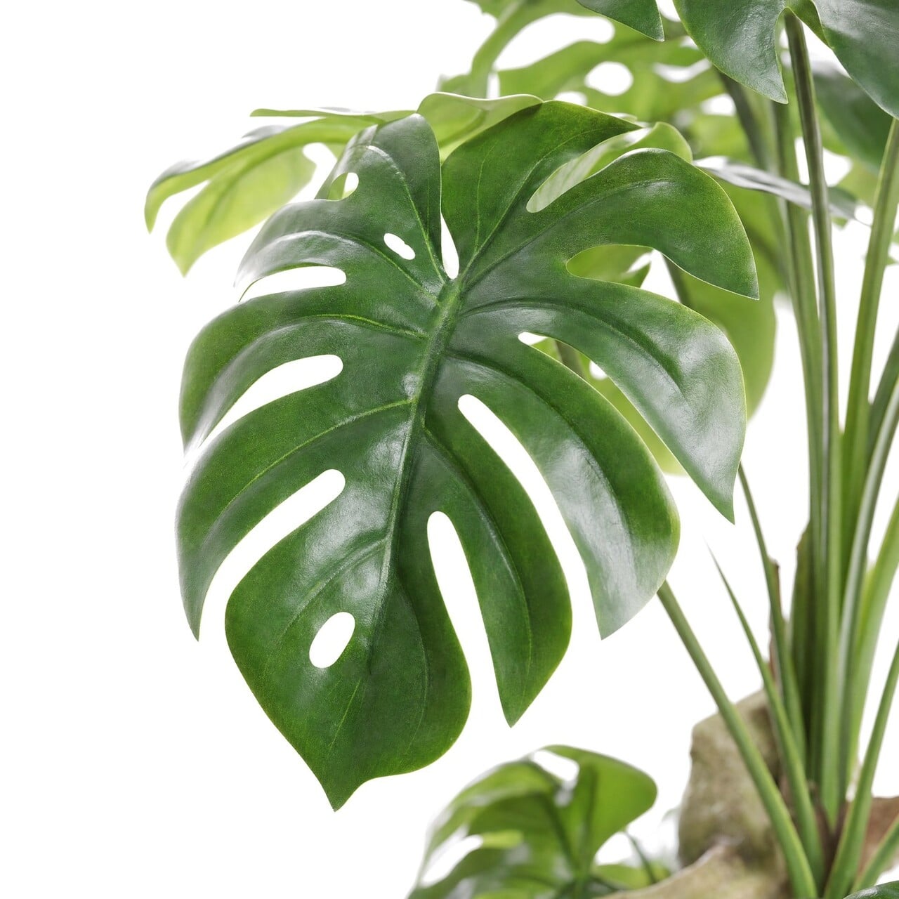 Monstera kunsthangplant op mosbol 90 cm