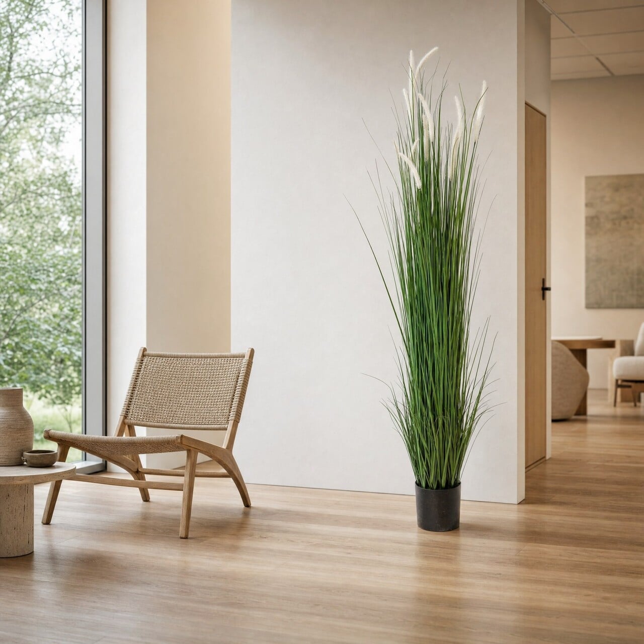 Pluimgras kunstplant wit 180 cm