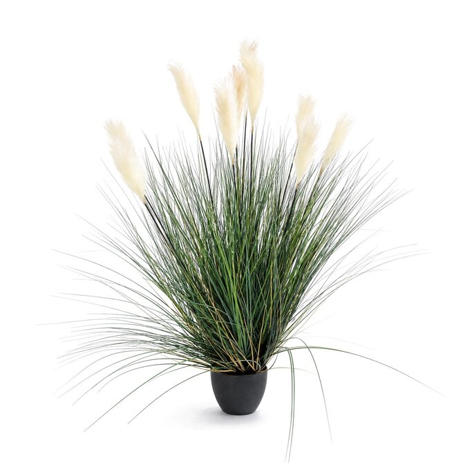 Coolplant Rietgras kunstplant wit-groen 137 cm