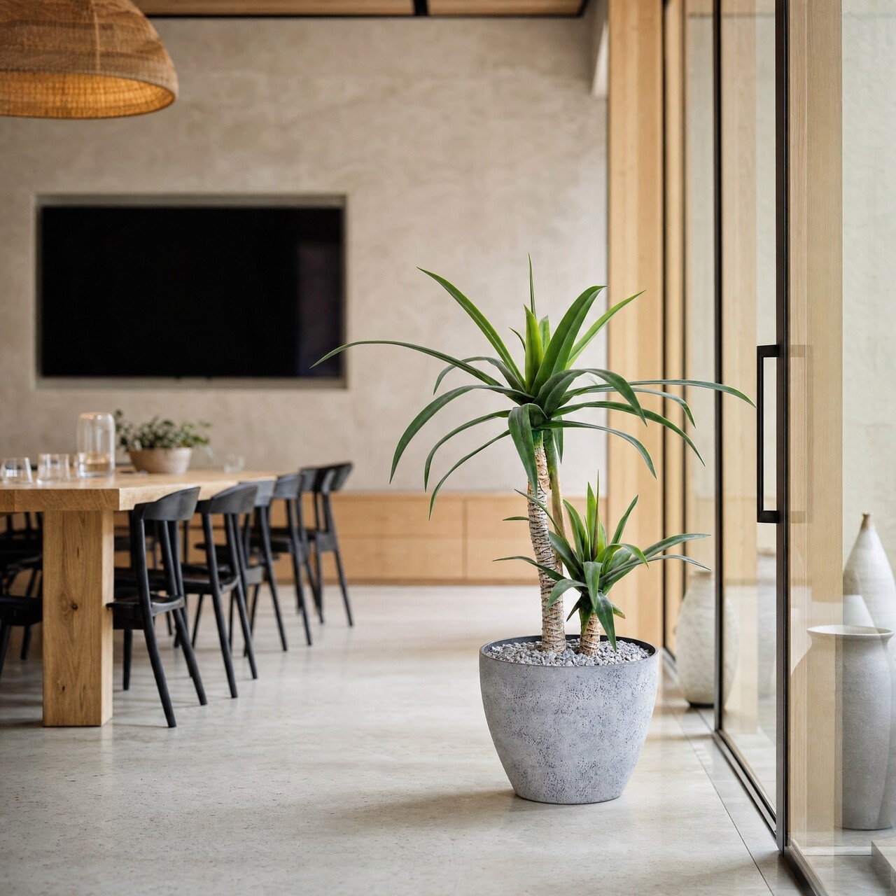 Agave kunstplant op 2 stammen 100 cm