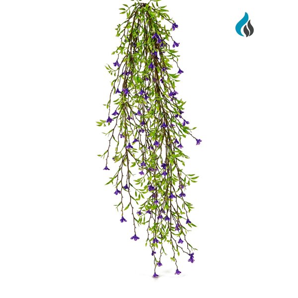 Kunsthangplant paarse bloemen 82 cm – brandvertragend