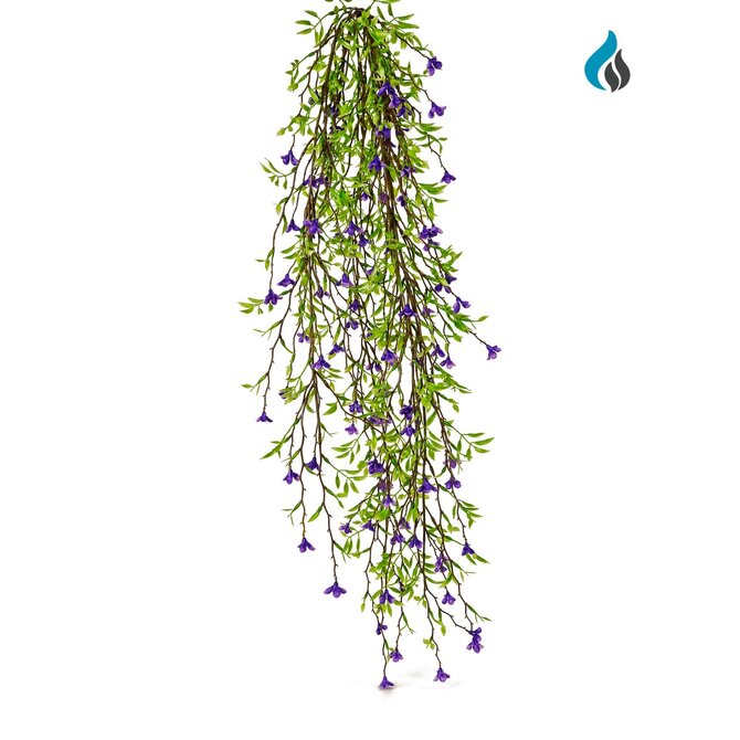 Kunsthängepflanze violette Blüten 82 cm – schwer entflammbar