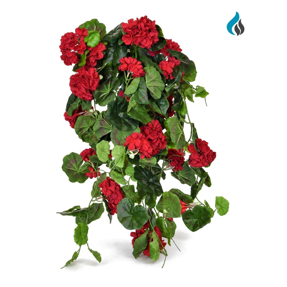 Geranium kunsthangplant rood 73 cm – brandvertragend