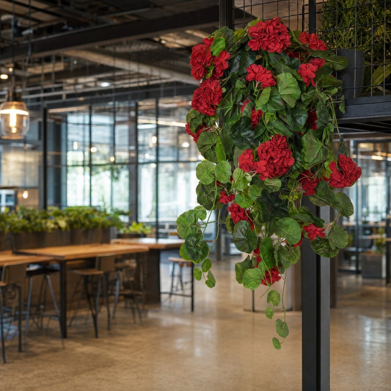 Geranium Kunsthängepflanze rot 73 cm – schwer entflammbar