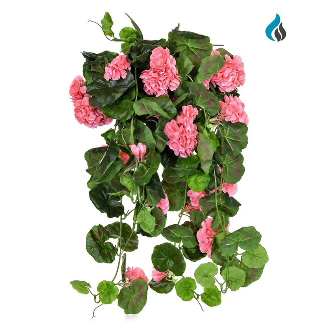Geranium kunsthangplant roze 73 cm – brandvertragend