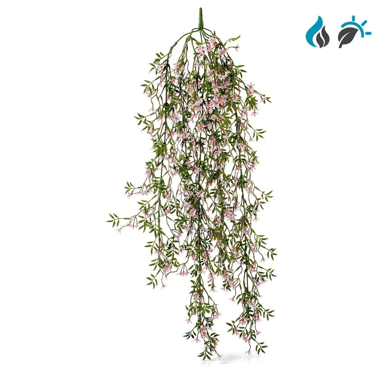 Kunsthangplant roze bloemen 90 cm – FR & UV-bestendig