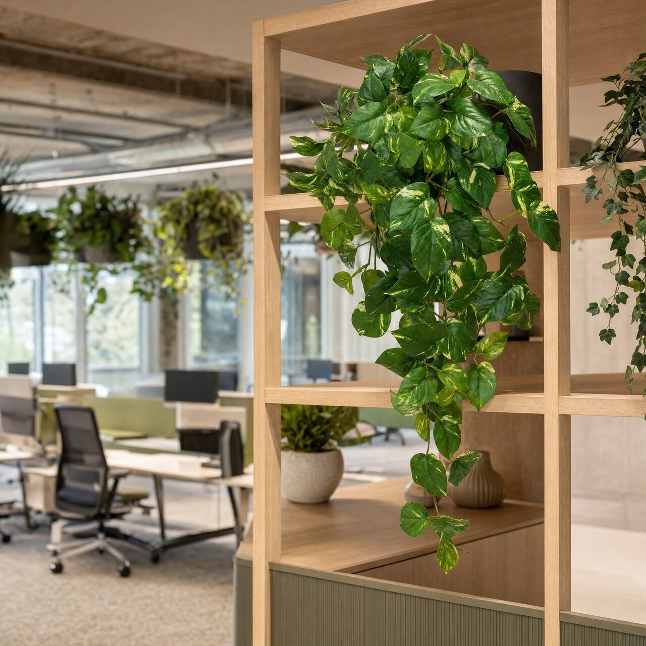 Pothos Kunsthängepflanze bunt 83 cm – schwer entflammbar