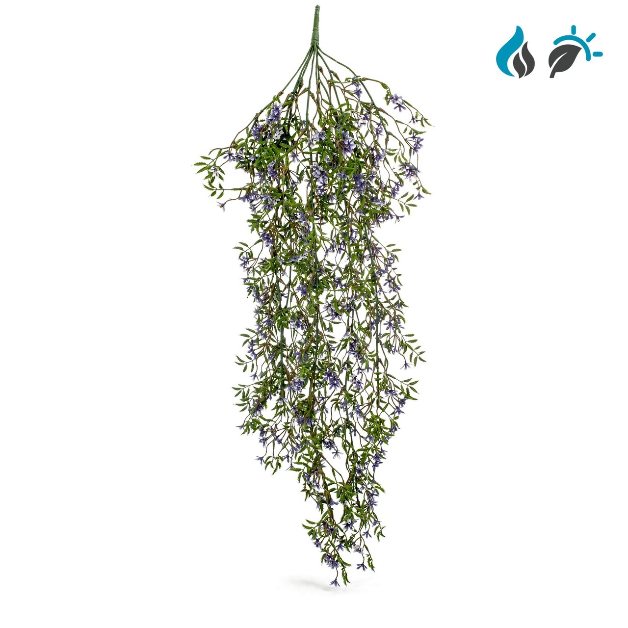 Kunsthangplant paarse bloemen 90 cm – FR & UV-bestendig