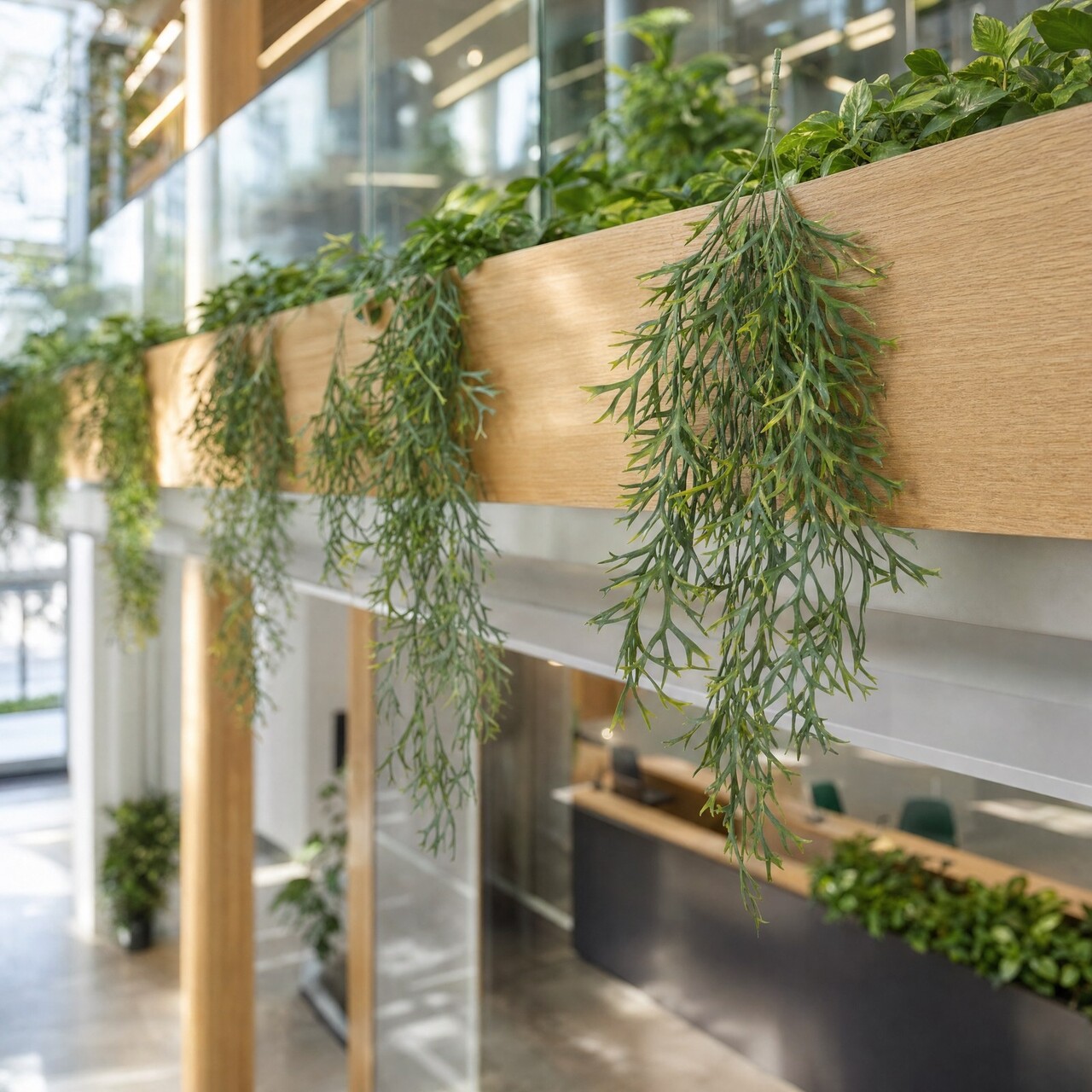Hertshoorn kunsthangplant lichtgroen 80 cm – brandvertragend