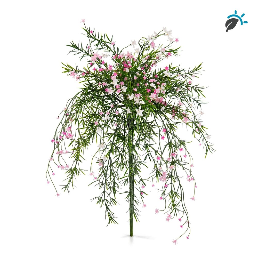 Gipskruid kunsthangplant roze-wit 42 cm – UV-bestendig