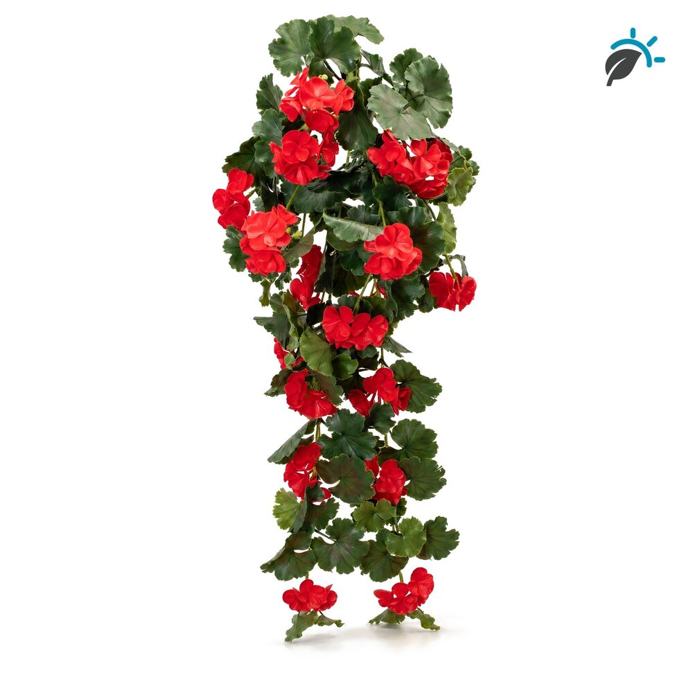 Geranium kunsthangplant rood 80 cm – UV-bestendig