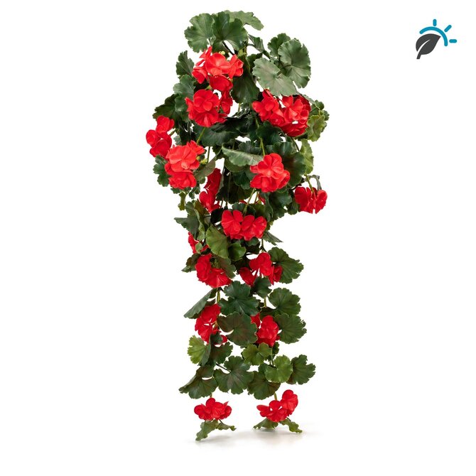 Geranium-Kunsthängepflanze rot 80 cm – UV-beständig