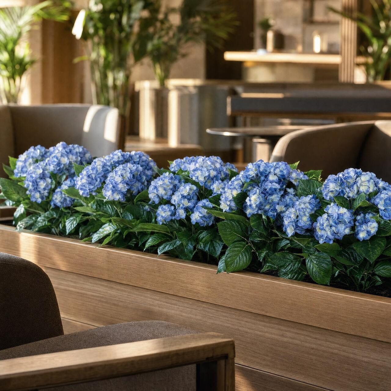 Hortensia kunstboeket blauw 45 cm – brandvertragend