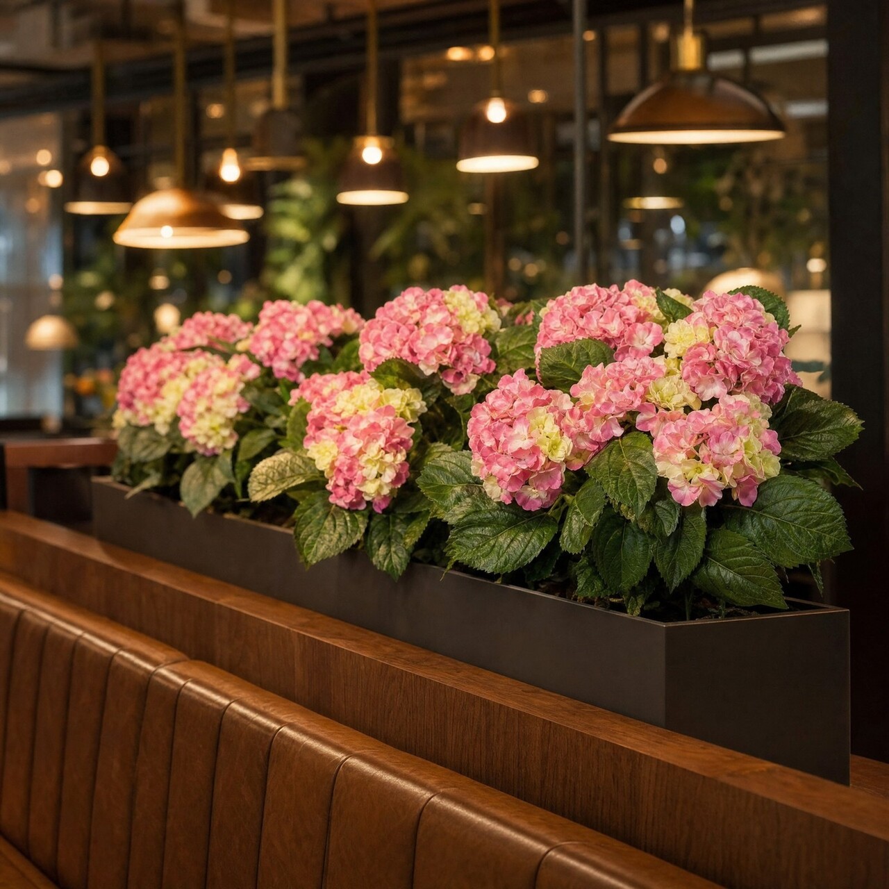 Hortensia kunstboeket roze 45 cm – brandvertragend