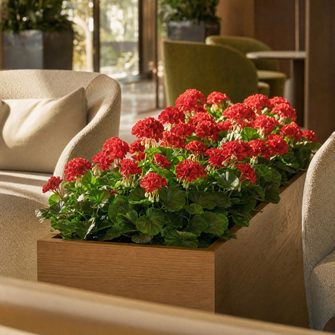 Geranium kunstboeket rood 23 cm – brandvertragend