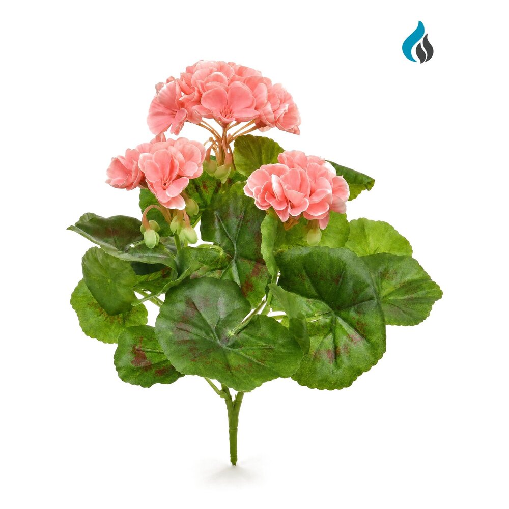 Geranium kunstboeket perzik-wit 23 cm – brandvertragend