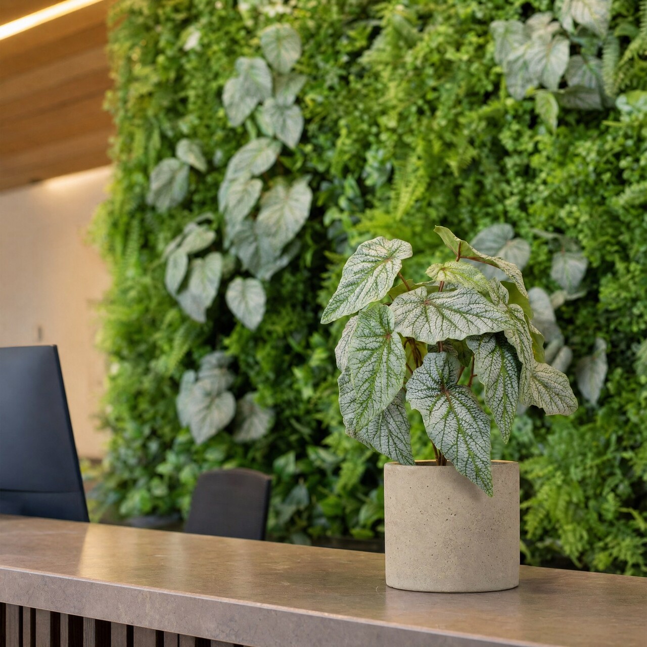 Begonia kunstboeket zilvergroen 33 cm – brandvertragend