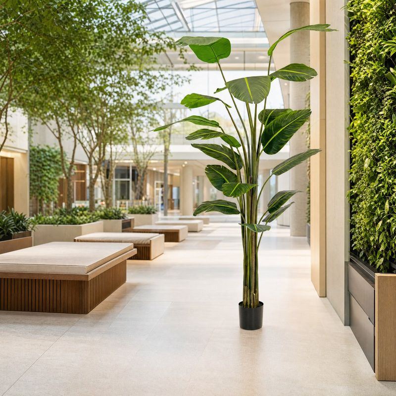Brandvertragende Strelitzia in een lobby