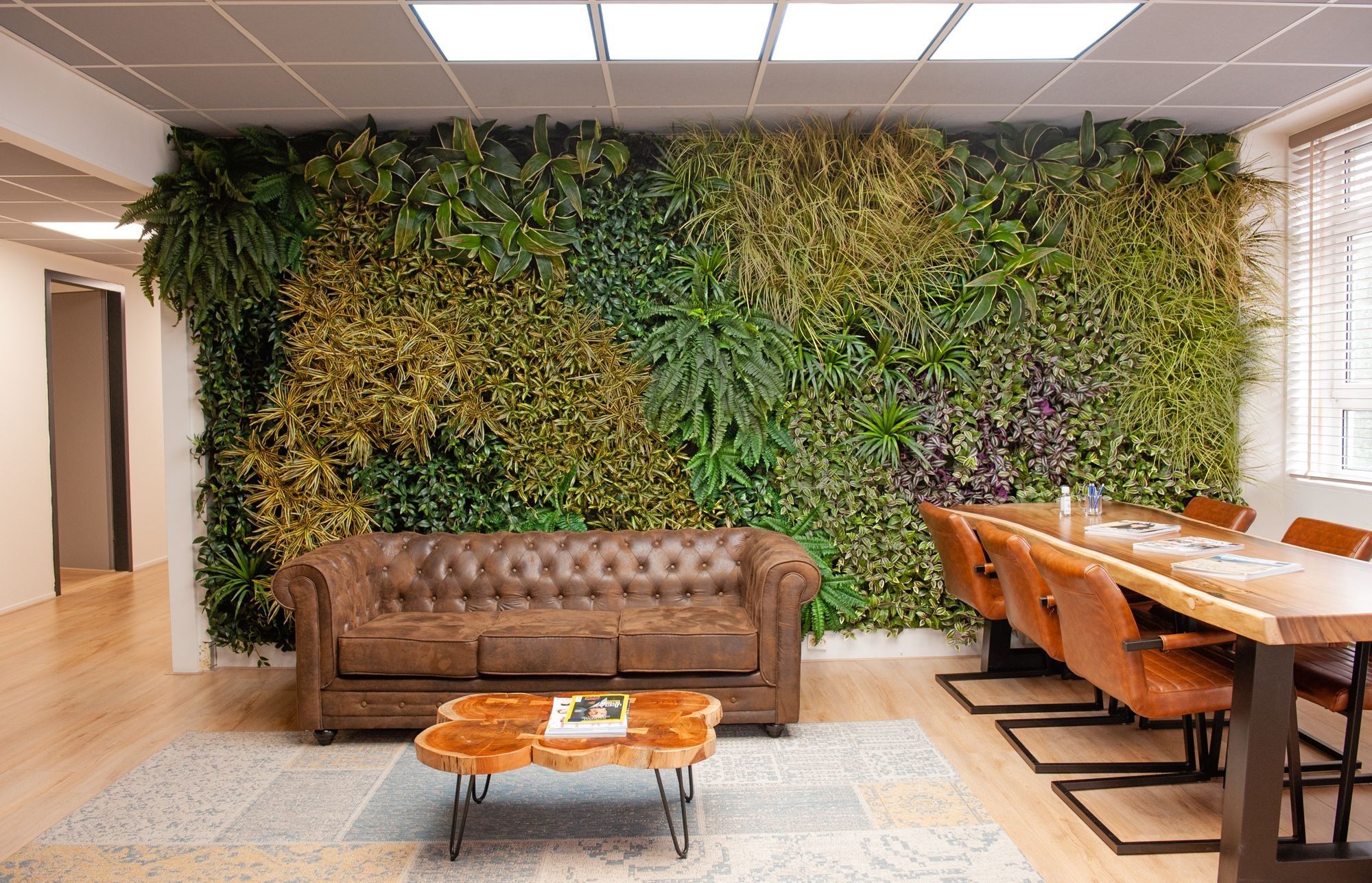 Pflanzenwand Lounge: grüne Wand
