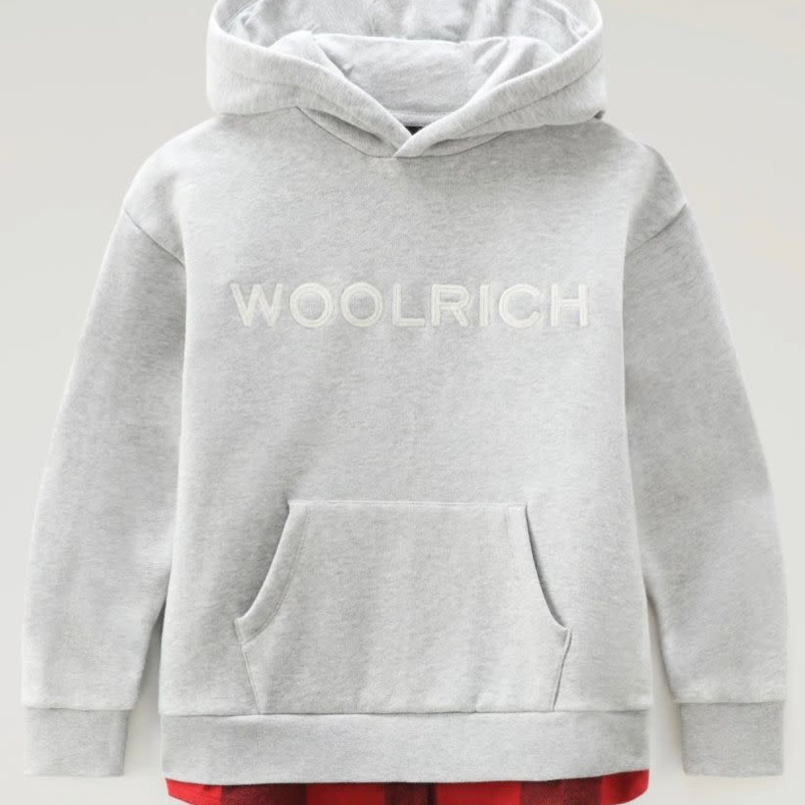 Woolrich Check hoodie grijs met rood