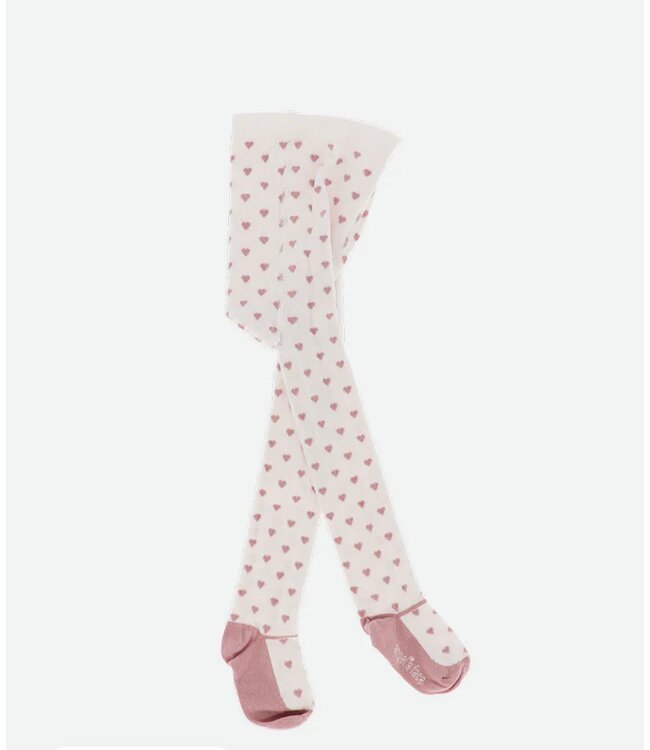 TILLY HEART TIGHTS SNOWDROP/TEA ROSE