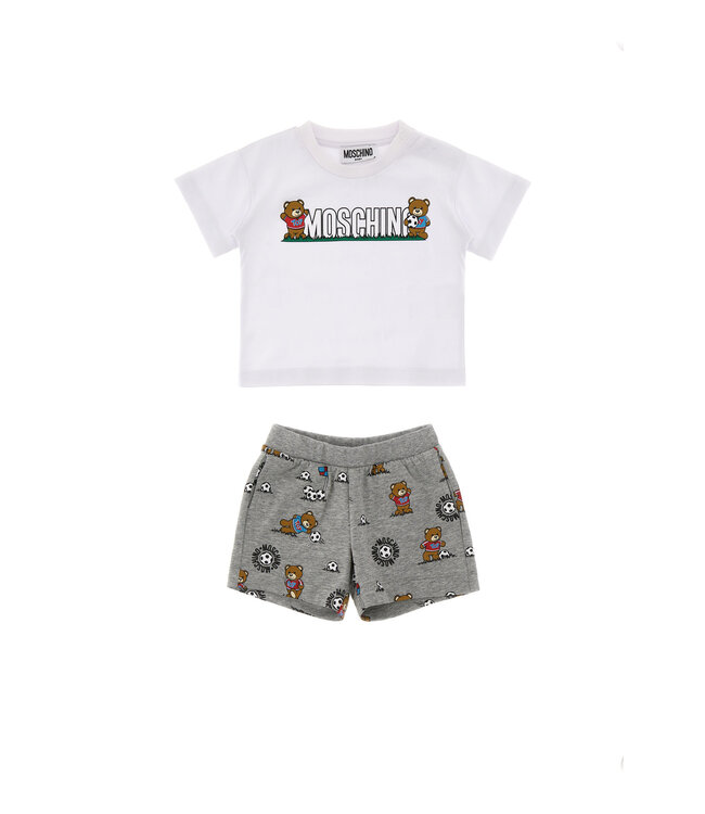 Moschino Moschino Set T-Shirt+Short Voetbal Wit/Grijs