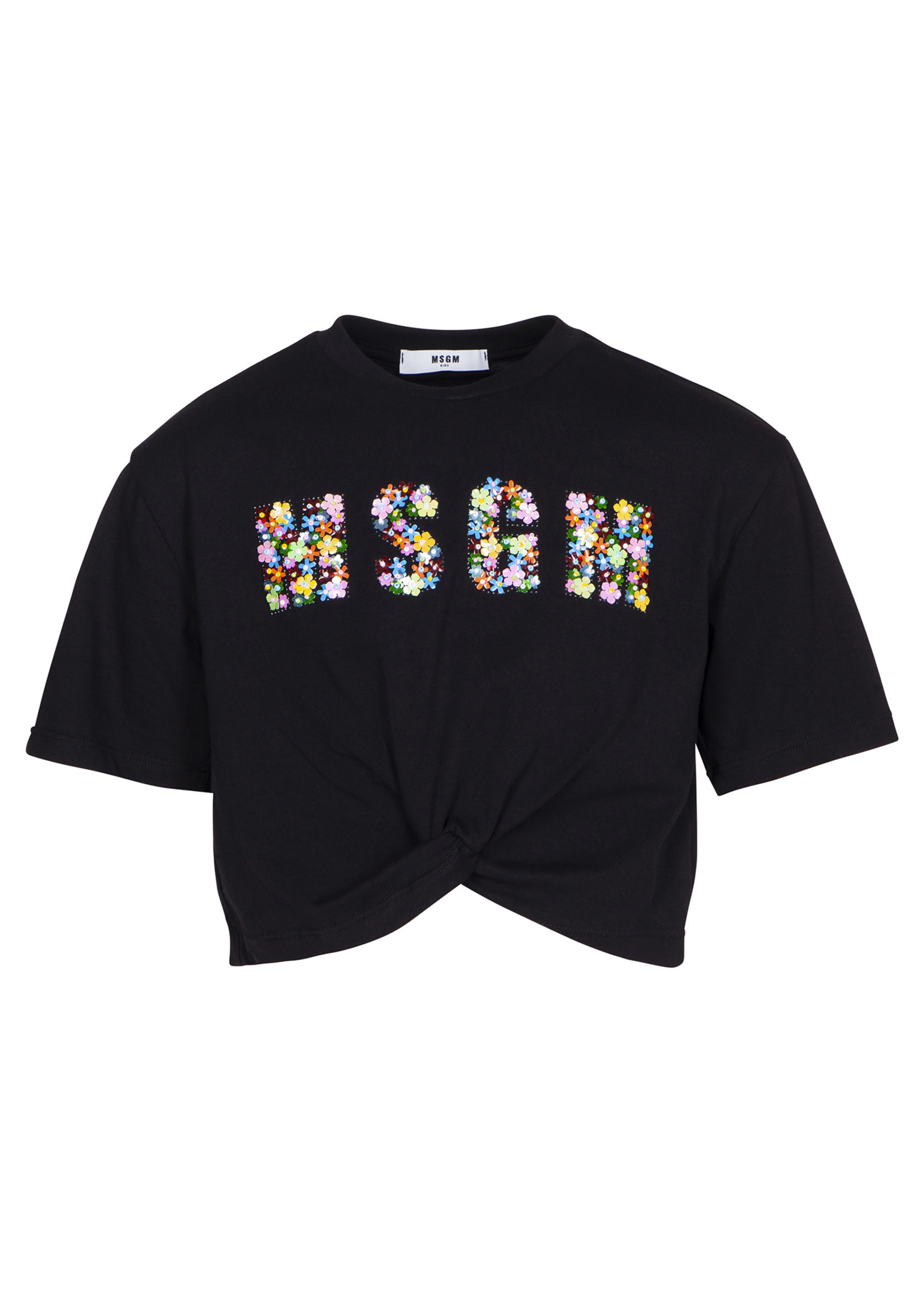 MSGM MSGM T-Shirt Zwart/ Logo Bloemetjes