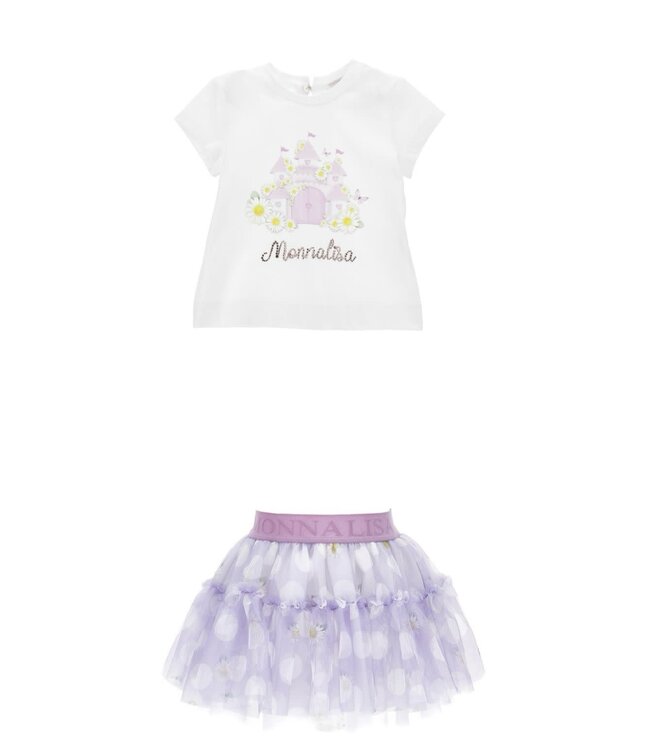 Monnalisa Rapunzel Set Tule Rokje Met Tshirt