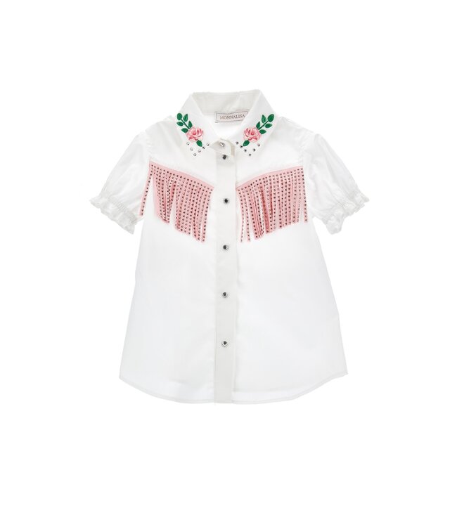 Monnalisa Blouse Wit met franjes