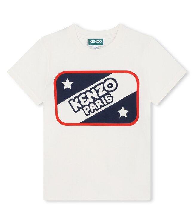 KENZO Tshirt Wit Logo Donkerblauw Rood