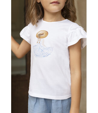 Tartine et Chocolat Tshirt Wit Lichtblauw Meisje